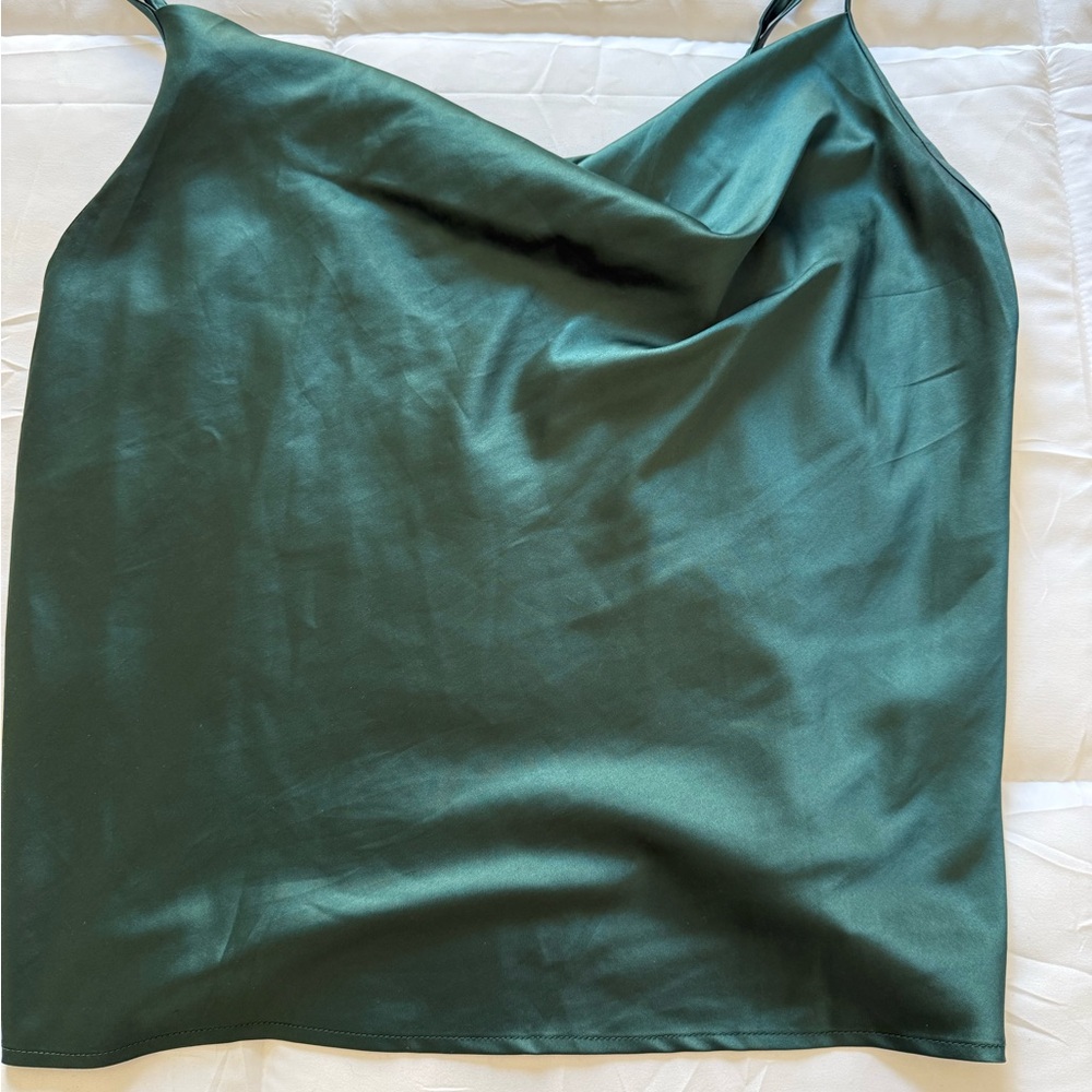 Simple Dark Green Satin Camisole
